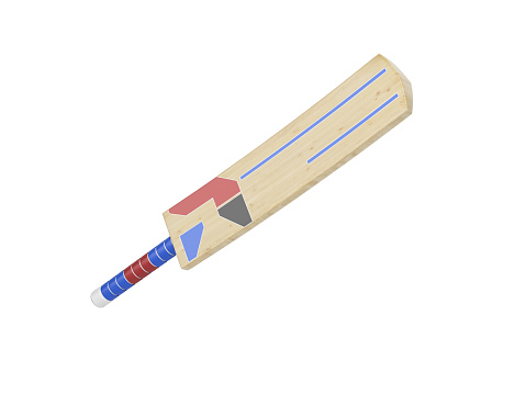 Cricket bat on white color background. Horizontal composition. Isolated with clipping path.