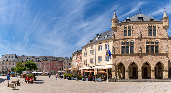 Echternach, Luxembourg - 2 June, 2022: panorama view of the historic city center of Echternach in Luxembourg