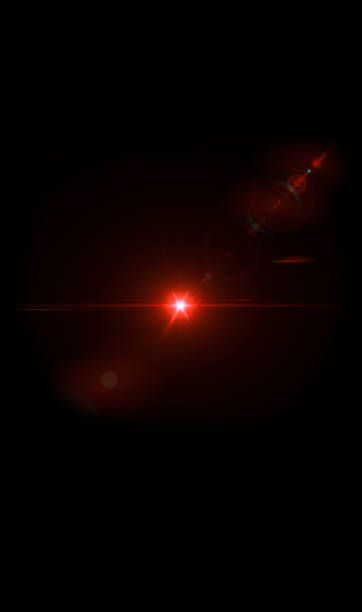 istock Red light Lens flare on black background. 1400669686
