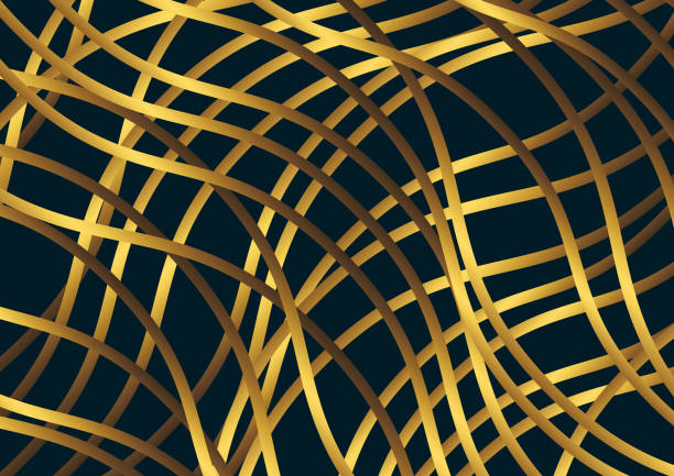 istock Dark blue abstract wave background with glitter golden lines. Luxury and elegant style template design. Modern simple overlap wave layers elements. Vector 1400669716