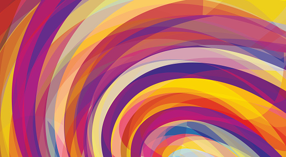 Artistic design background with violet, purple, yellow and red swirls. Vector graphic pattern. CMYK colors