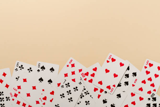 istock Playing cards on color background. Gambling concept. Top view 1400676847