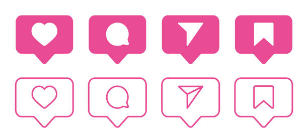 stockillustraties, clipart, cartoons en iconen met set of generic social media user interface icons. like, comment, share and save icons. social media flat icon. vector - houten paal