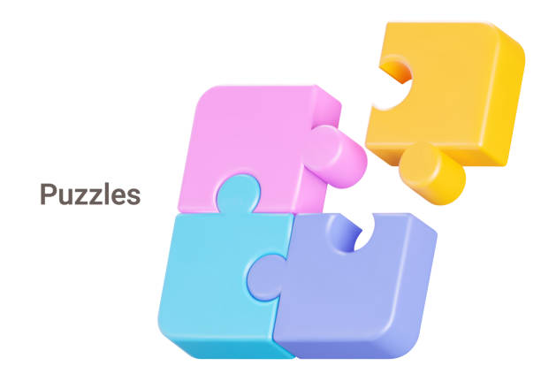 istock Jigsaw puzzle. Tiling puzzle. Puzzles parts. Isolated 3d object on a transparent background 1400681074