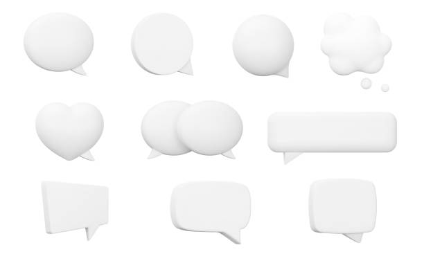 ilustrações de stock, clip art, desenhos animados e ícones de speech bubbles set.speak bubble, chatting box. isolated 3d object on a transparent background - dialog balloon