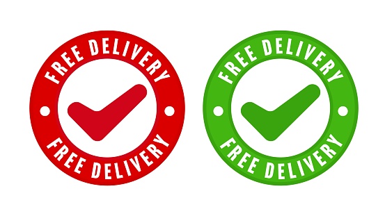 Sale sticker with free delivery warranty