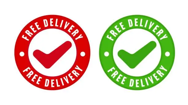 Vector illustration of Sale sticker with free delivery warranty