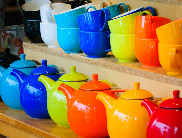 istock Colorful Teapots and Cups 1400694501
