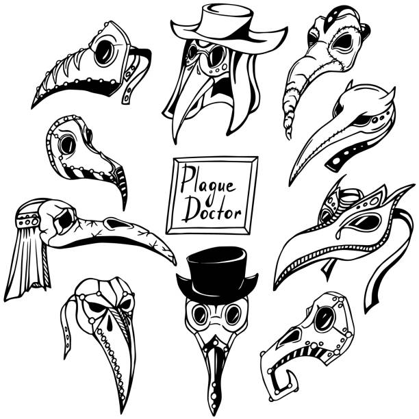 Doctor Plague Mask Designed Doctor Plague vector masks black plague doctor stock illustrations