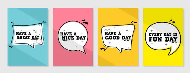 Vector illustration of cover design set with text quote have a nice day, colorful background. vector illustration