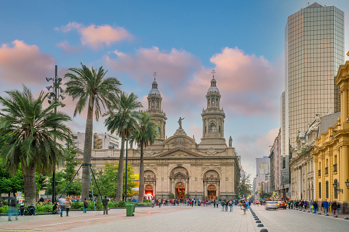 Plaza de las Armas square cityscape of Santiago in Chile