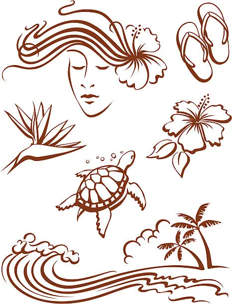 Vector illustration of Hawaii Icons