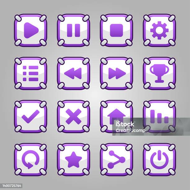 Arrange Button Square Cute Square Game Button Set Interface Gui Stock Illustration - Download ...