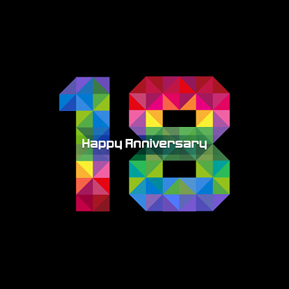 Vector abstract, modification number 18 for symbol or icon celebration eightteen year happy anniversary.