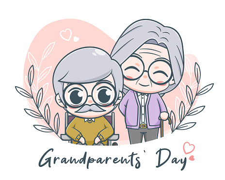 Grandparents day cartoon illustration