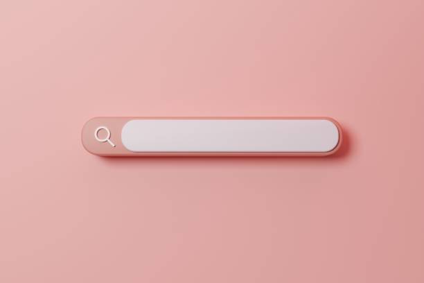 istock 3D rendering search bar on pink. Mock up search engine website 1400728776