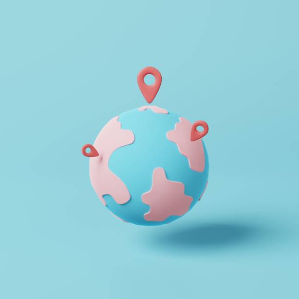 istock 3D rendering location pin map on the globe on background. Travel destination, Trip planning concept 1400729343