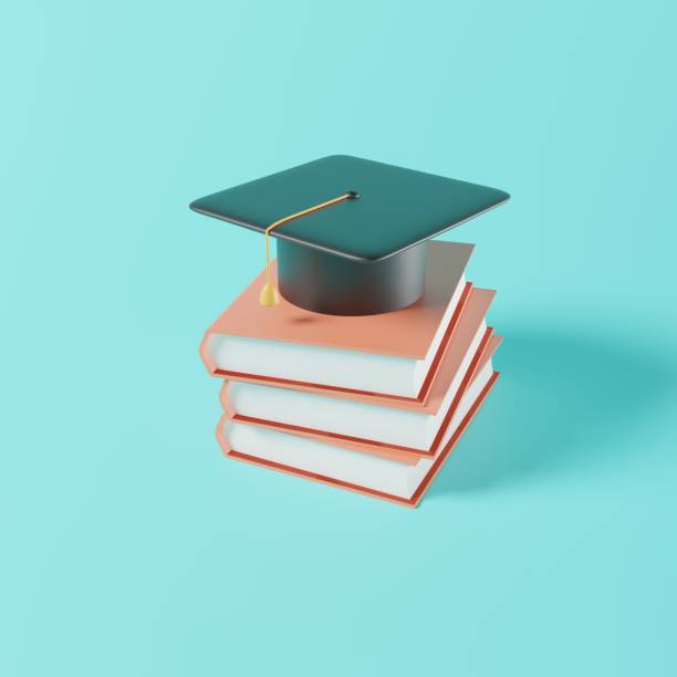 istock 3D rendering graduation cap on the stacking textbook. Knowledge is a key for success, Education concept 1400729357