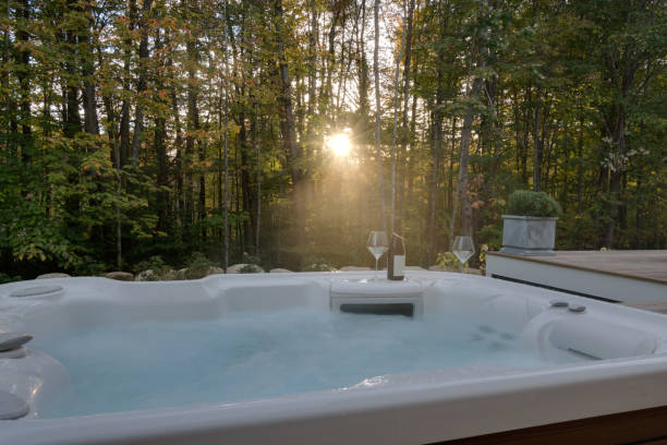 istock Close up of hot tub right before sunset 1400729586