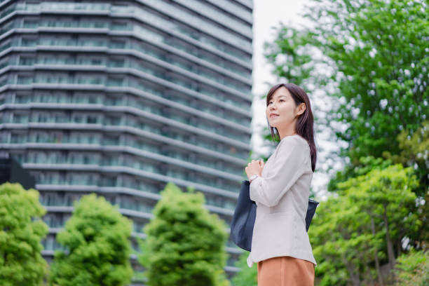 istock A businesswoman commuting from a tower apartment 1400731583