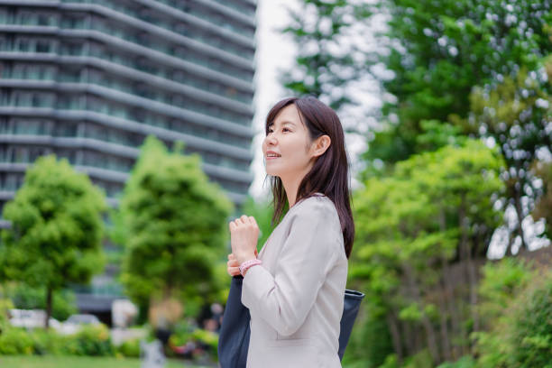 istock A businesswoman commuting from a tower apartment 1400731585