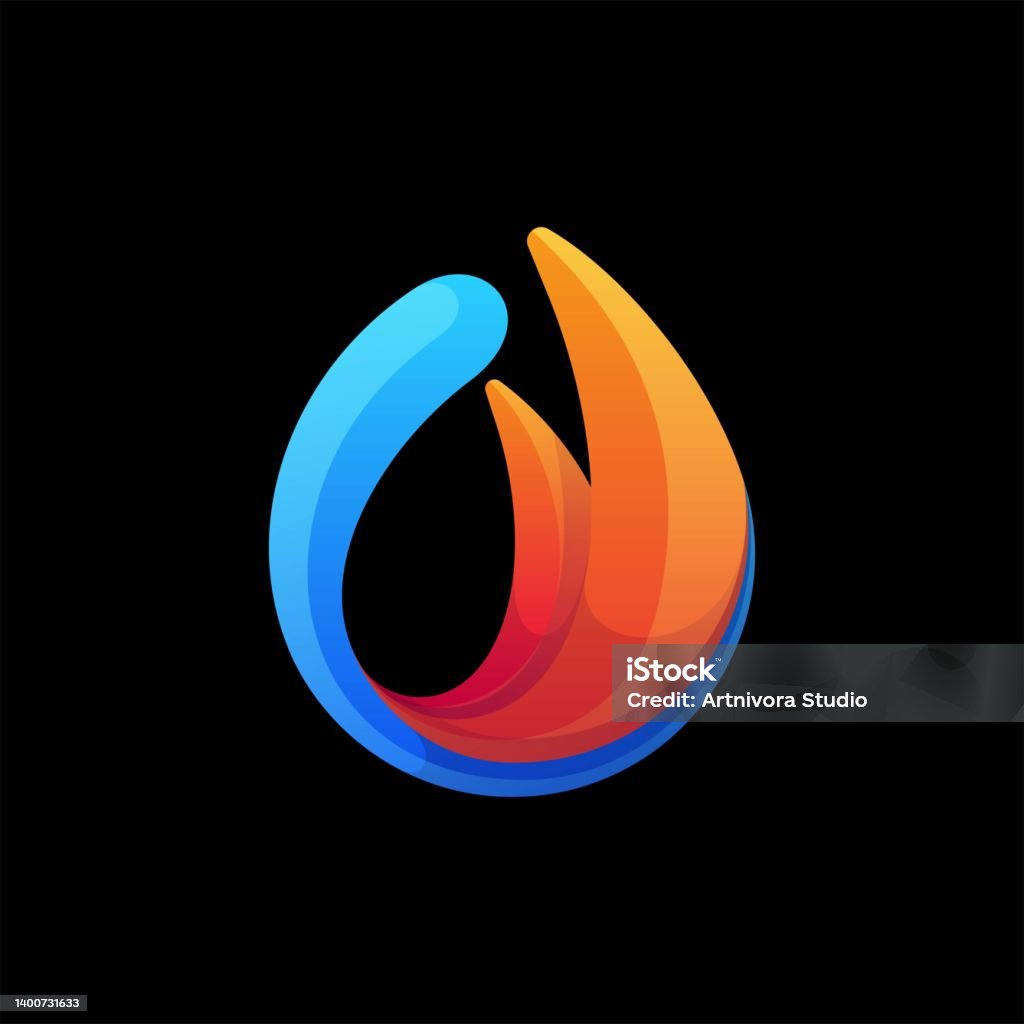 Fire Gradient Vector Design Vector Illustration Water Fire Gradient Colorful Style Stock ...