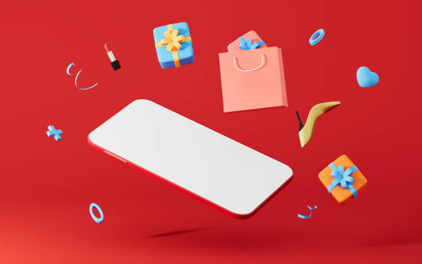 istock Mobile phone and shopping online, 3d rendering. 1400731666