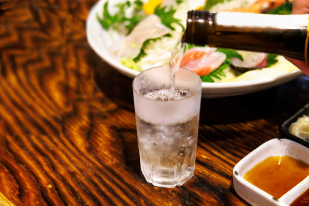 istock Delicious Japanese sake poured into a glass 1400737270