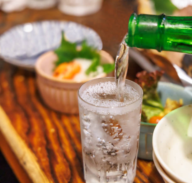 istock Delicious Japanese sake poured into a glass 1400737281