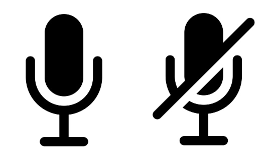 Audio microphone on, off icon, Mute, invalid