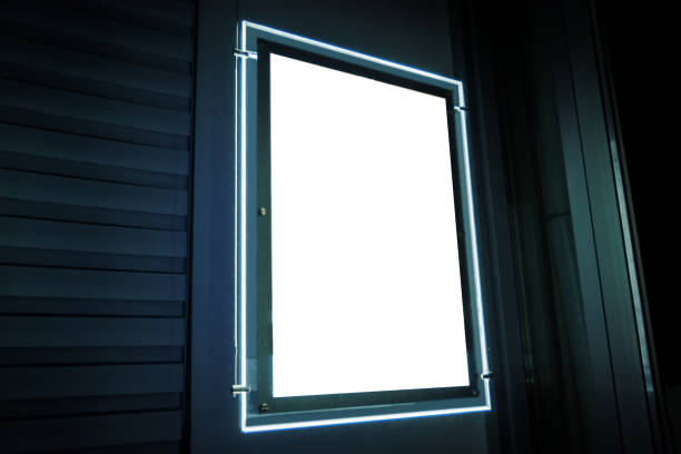 istock modern signage  lighting frame in window street shop night blank mockup template 1400742202