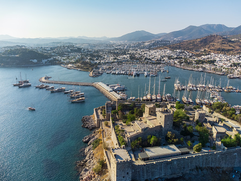 Aerial panorama above Piraeus - Pireas, Kastela, Pasalimani, Marina Zeas, Greece