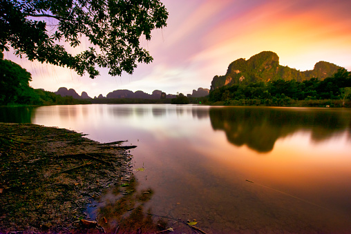 Before sunrise background at Nong Thale, Krabi Thailand\