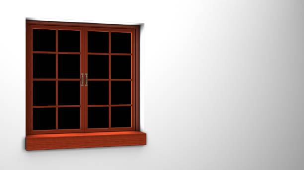 istock Wooden window with black background. 1400748081