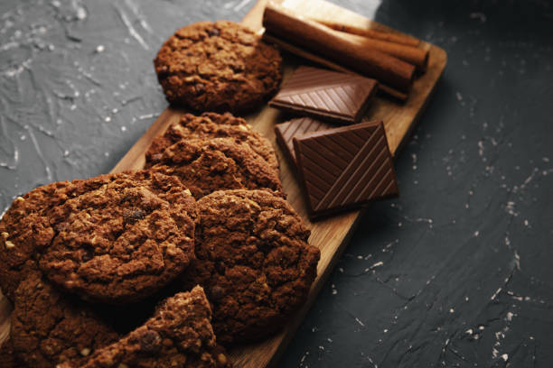istock Bunch of oat cookies on table cloth 1400749467