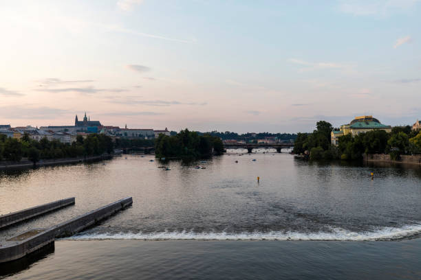 istock Vltava River and Prague at sunset 1400754161