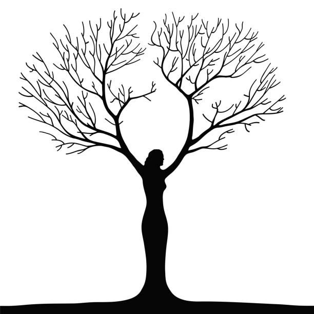 Freehand drawing of a tree with the figure of a woman, mother earth,, vector illustration. Freehand drawing of a tree with the figure of a woman, mother earth,, vector illustration. albero stock illustrations