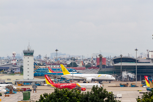 Ho Chi Minh City, Vietnam - November 29, 2020 : Overview Of Tan Son Nhat International Airport And Airplanes In Ho Chi Minh City, Vietnam.