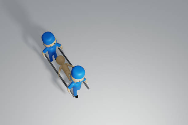3d rendering image. Doctors carrying patient. Medical concept.