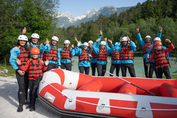 istock Rafting group of friends enjoying at river 1400768512