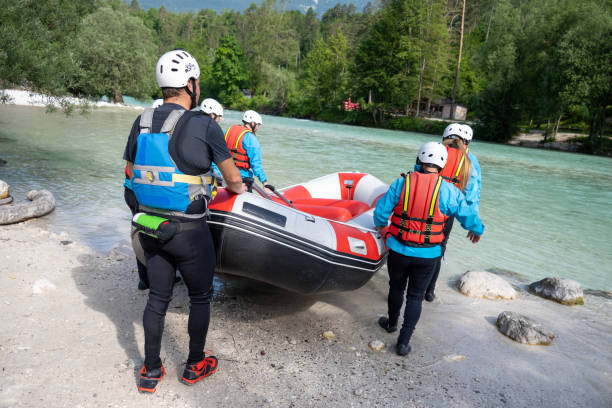 istock Group of friends preparing for rafting trip 1400768513