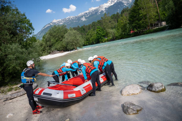 istock Group of friends preparing for rafting trip 1400768524