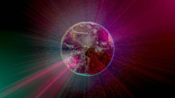 istock Satellites transmit signal to Planet Earth. View from space. 1400770149