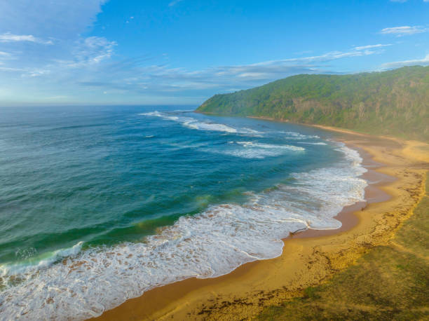 istock Early morning seascape with  clouds and haze 1400770933