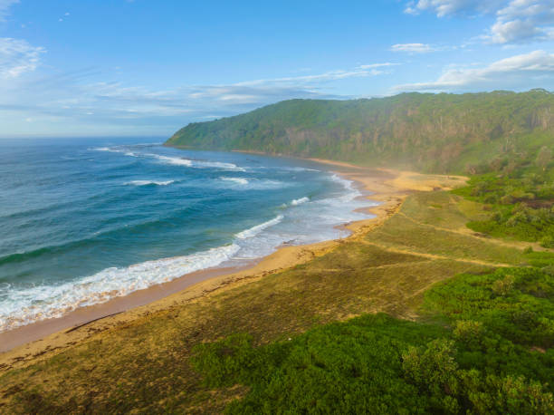 istock Early morning seascape with  clouds and haze 1400770936