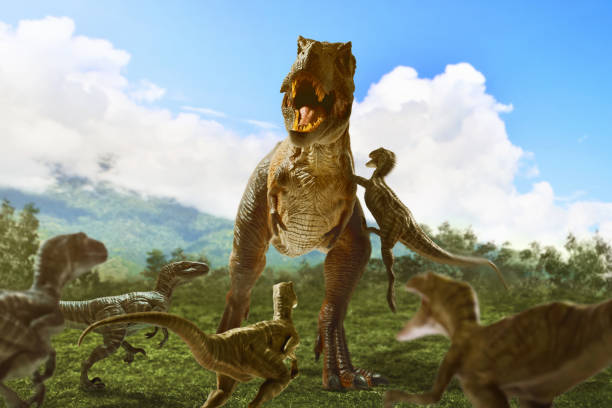 istock Dinosaur 3d rendering, Tyrannosaurus Rex in the jungle 1400771281