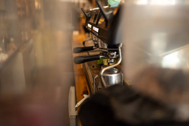 Espresso maker on the bar counter at coffee shop