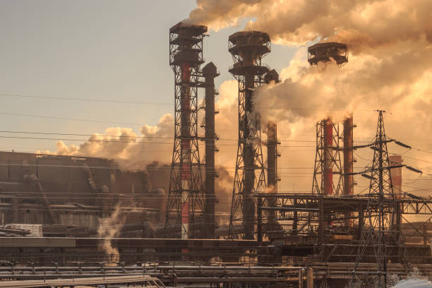 istock Chimneys smoke from the big steel mill. 1400775570