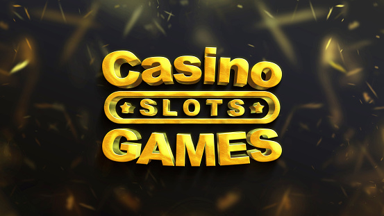 3D Letters on a balck background. Gold volumetric inscription Casino slots Game Gold for games on a smartphone and slot machines or casinos. Lettering for message notification. 3D illustration