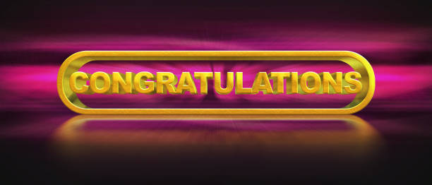 istock Congratulations gold 3D letters on a black background. Congratulations golden lettering 3d illustration 1400776476